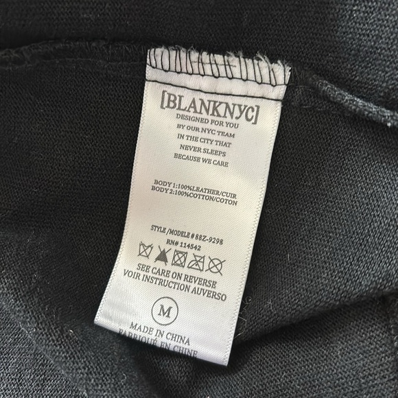 BlankNYC Black Suede Leather and Cotton Knit Mix Media Moto Zip Jacket, M - Picture 7 of 8